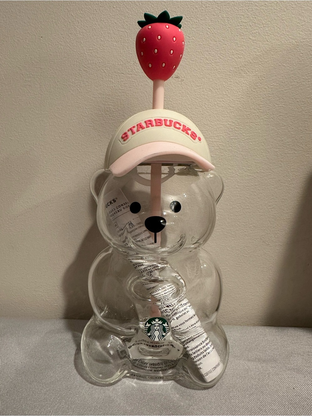 Starbucks Pink Drink Drop Official Bearista Glass Cup